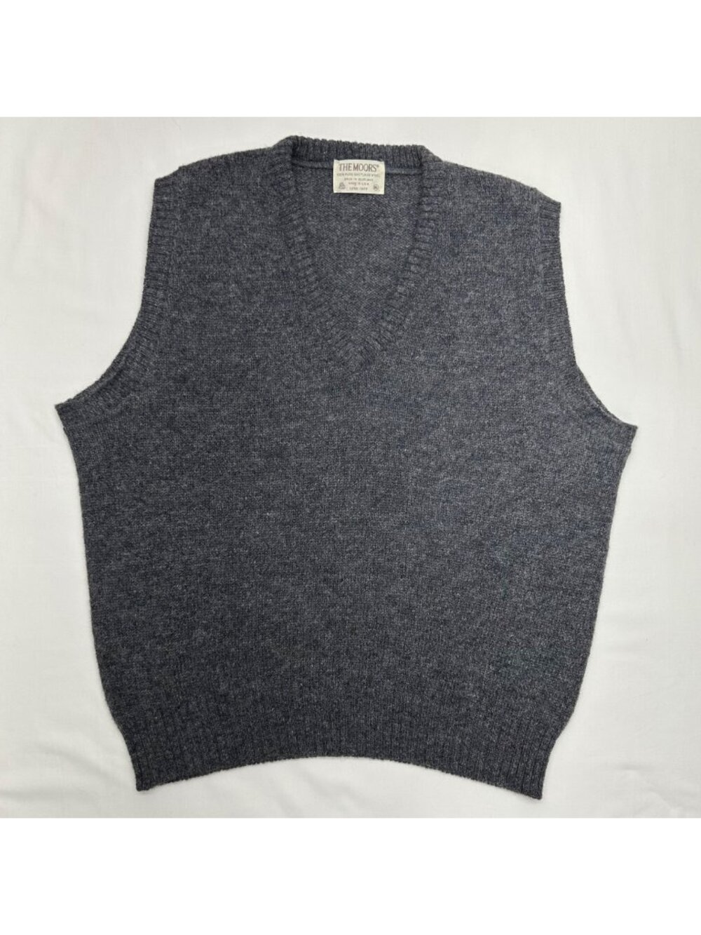 The Moors Gray Wool Shetland Sweater Vest XL Made In USA Vintage